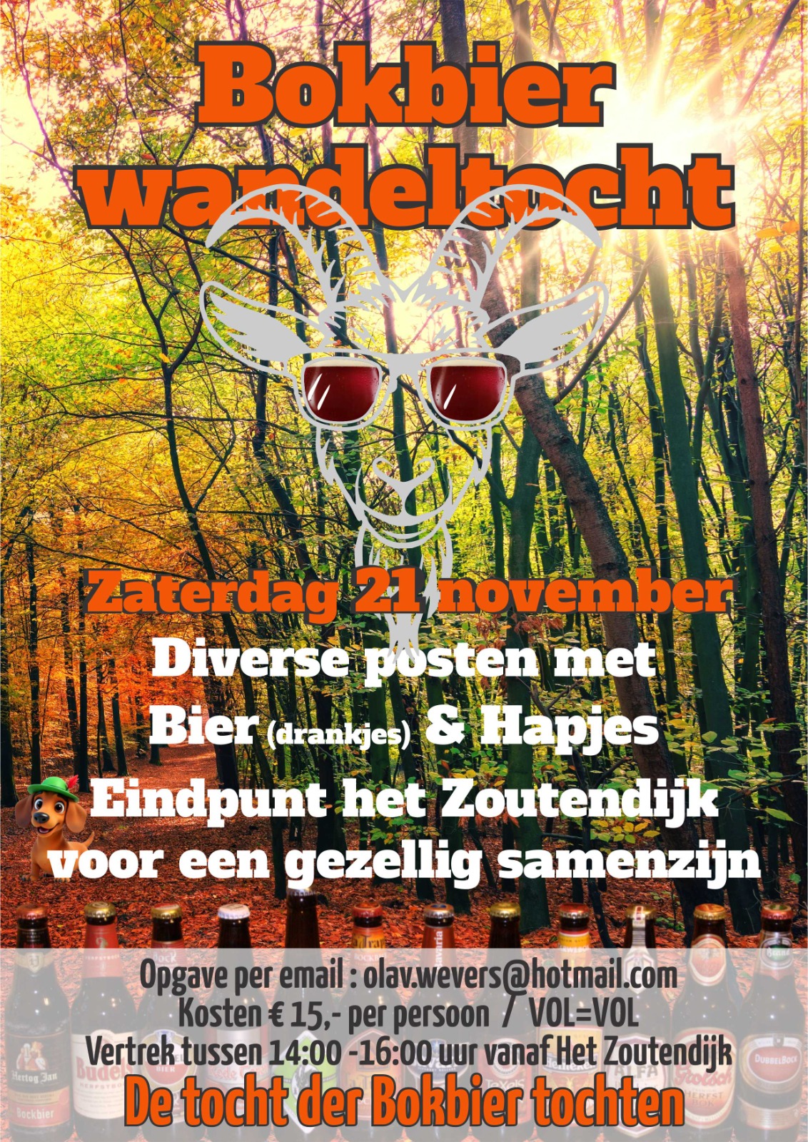 Bokbierwandeltocht op zaterdag 21 november